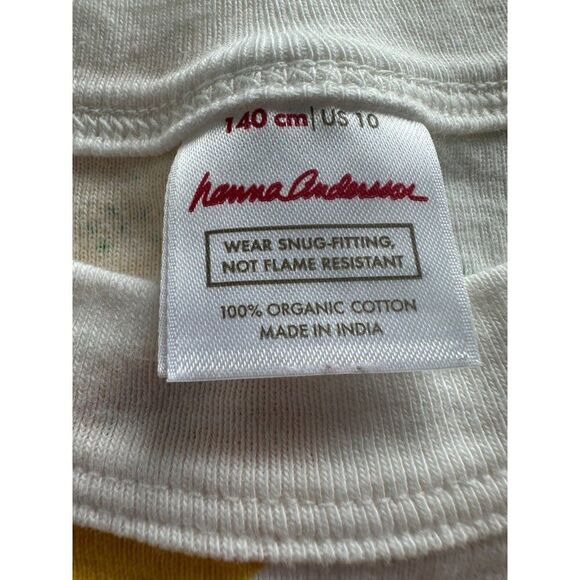 Hanna Andersson Long John Pajama Set Lemonade in White Unisex Size 10 - Picture 3 of 5